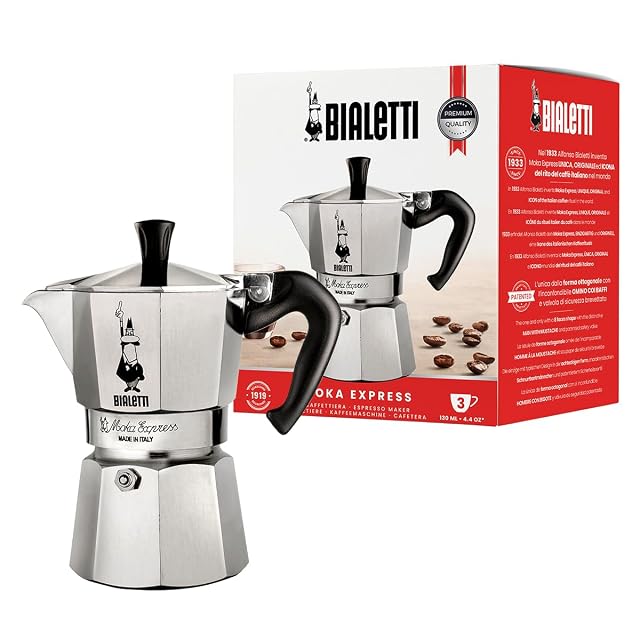 Bialetti Moka Express 3-cup aluminium stovetop coffee maker