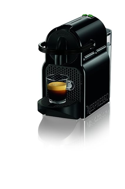 Nespresso Inissia compact capsule espresso machine in black with two buttons