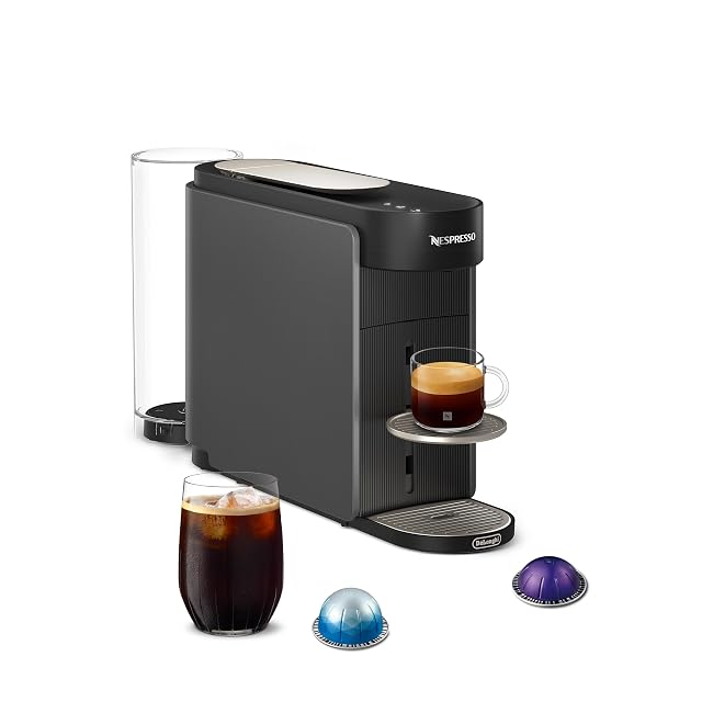 Nespresso Vertuo Up capsule coffee and espresso machine in grey with side water tank