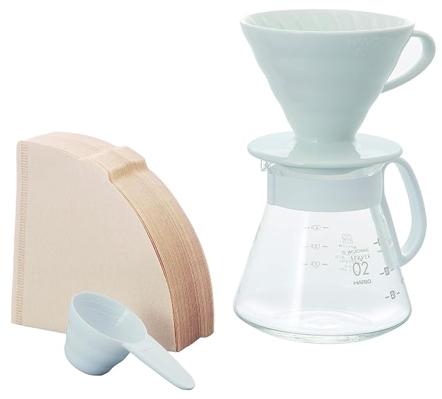 Hario V60 size 02 ceramic coffee dripper in white